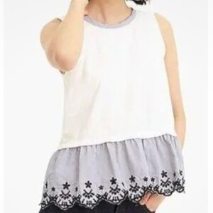 J. Crew Peplum Tulip-back Top size XS Blue White Stripe NWT Sleeveless